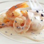 Poached Salmon With Truffles And Shrimp In Cream Sauce