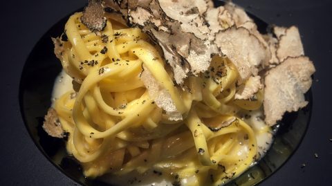 Pasta with truffle shavings on top