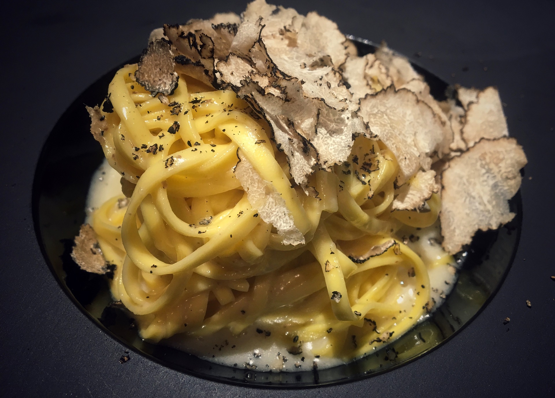 Pasta with truffle shavings on top